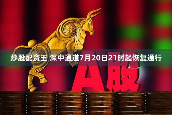 炒股配资王 深中通道7月20日21时起恢复通行